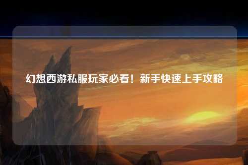 幻想西游私服玩家必看！新手快速上手攻略